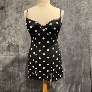 Smart &Sexy 38C Black & White Polka Dot Lingerie Dress Underwire Baby Doll